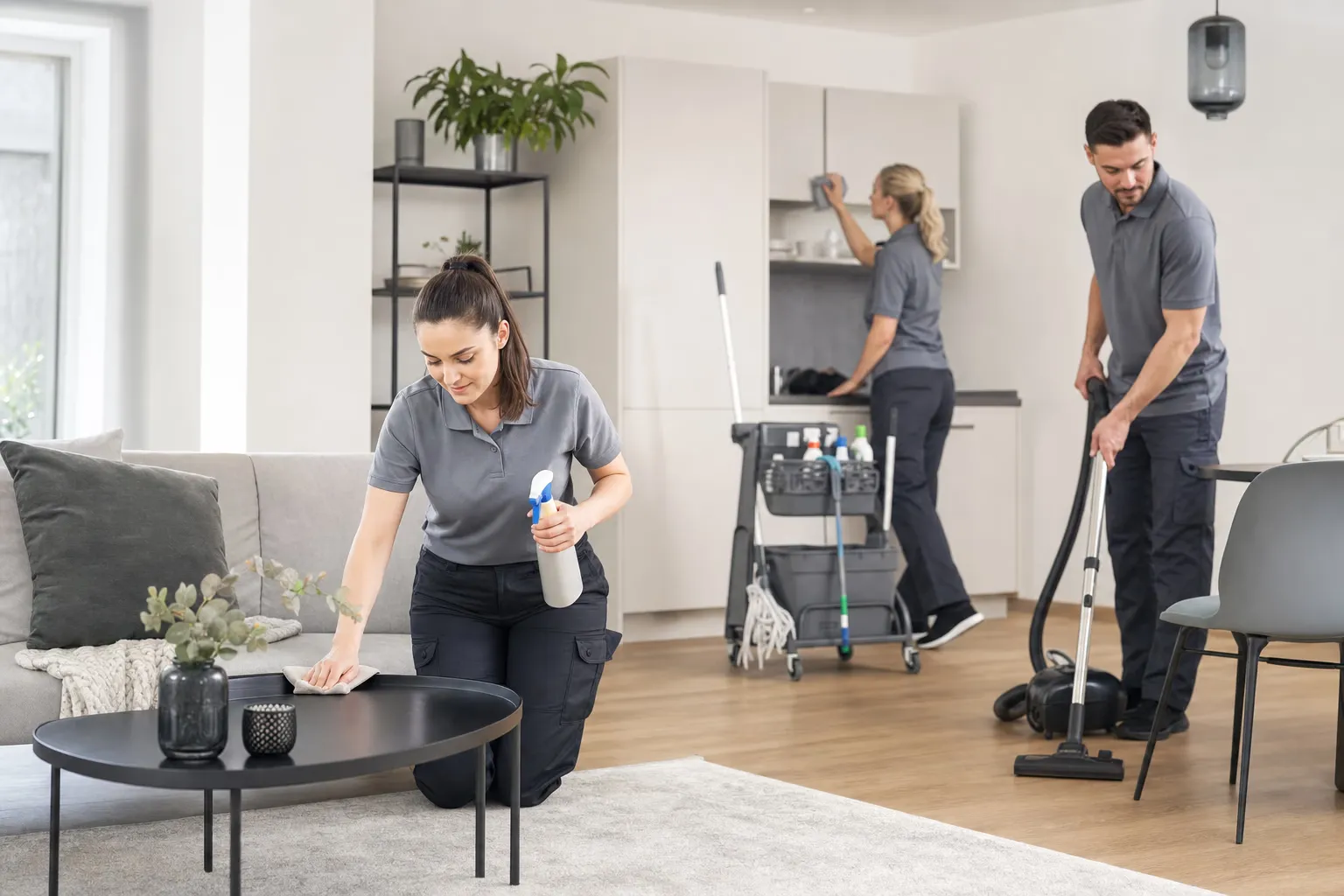 Reinigungsteam bei der Arbeit in Hannover